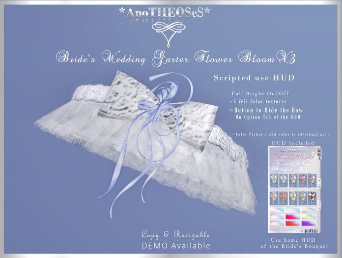 Scripted Bride's Wedding Flower Bloom Garter V3 