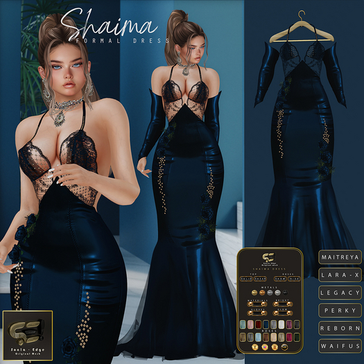 Son!a-Edge Shaima Formal Mesh Dress / Gown Royal Blue