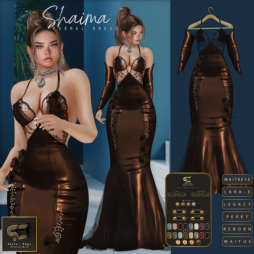Son!a-Edge Shaima Formal Mesh Dress / Gown Bronze