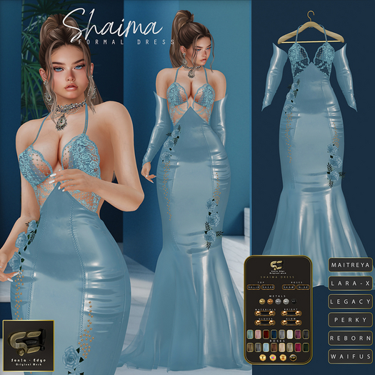 Son!a-Edge Shaima Formal Mesh Dress / Gown Baby Blue