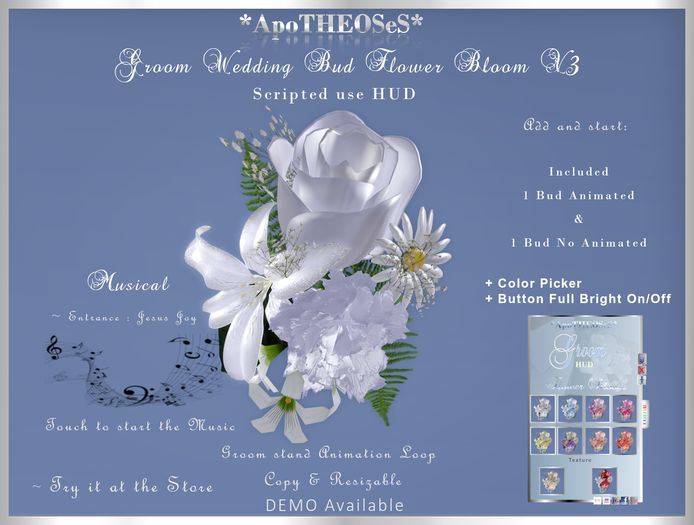 Scripted FatPack Groom Wedding Flower Bloom Bud V3