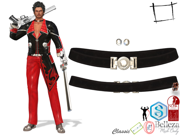 Full Perm Men's None Rigged Warrior Blazing Necklace and Earrings, Legacy Male