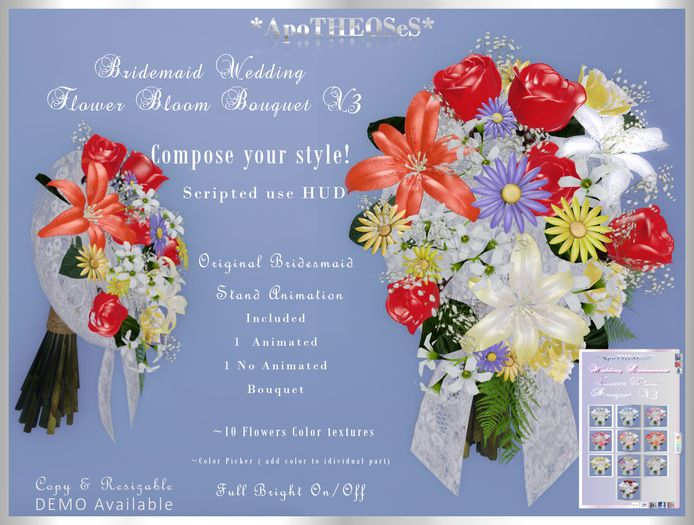 Scripted FatPack Bridesmaid Flower Bloom Bouquet V3
