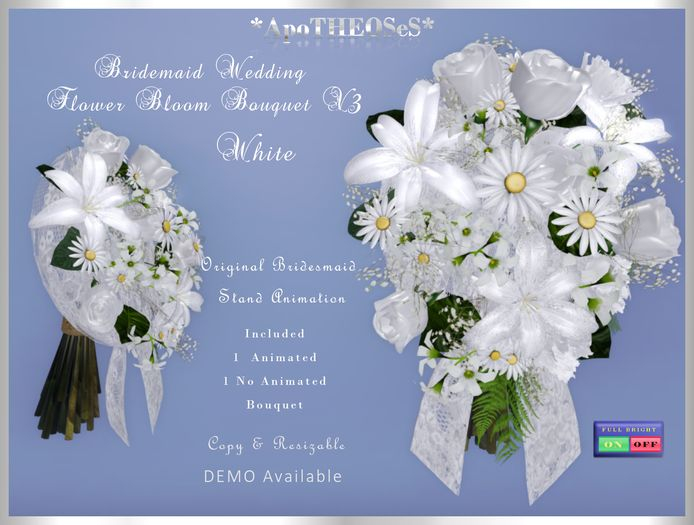 White Bridesmaid Wedding Flower Bloom Bouquet V3
