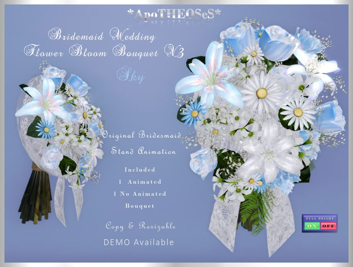Sky Bridesmaid Wedding Flower Bloom Bouquet V3