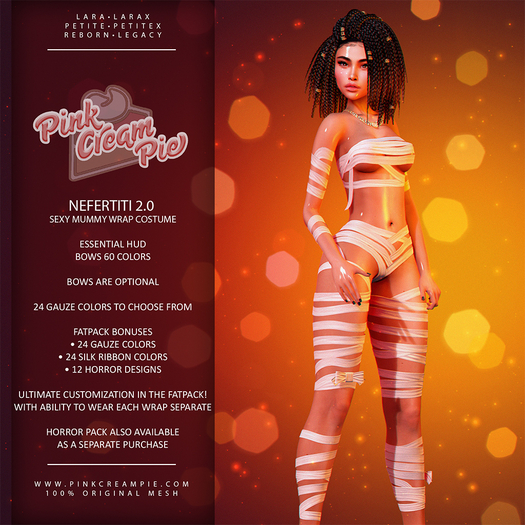 Nefertiti Mummy Wrap Bandages 2.0 [FATPACK] - Maitreya Lara • LaraX • Petite • PetiteX • Legacy • Reborn Costume