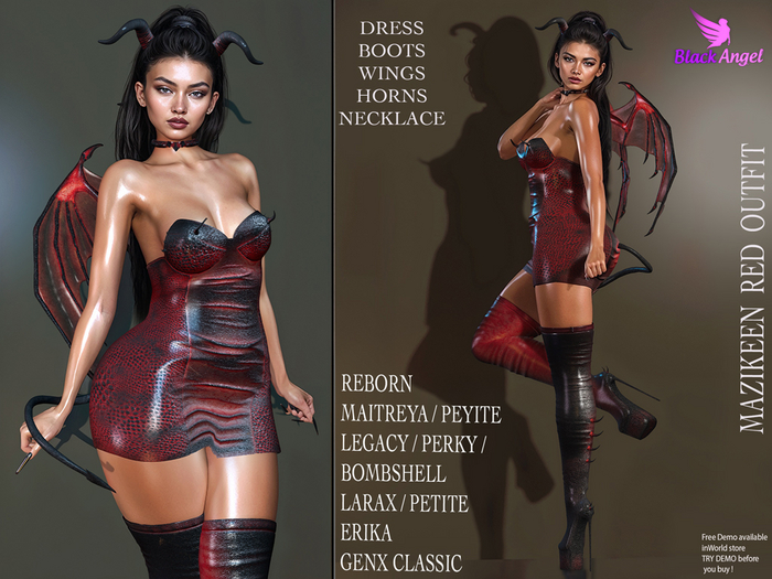 MAZIKEEN RED OUTFIT by BA Store>>PROMO<< Lara X & Bombshell Included