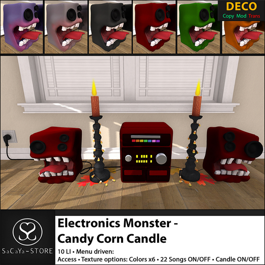 SaCaYa - Electronics Monster - Candy Corn Candle