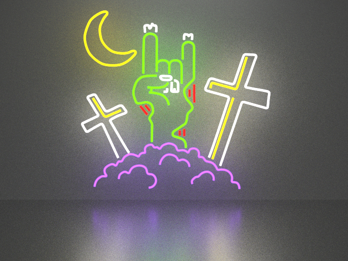 Zombie hand neon sign Full Permission