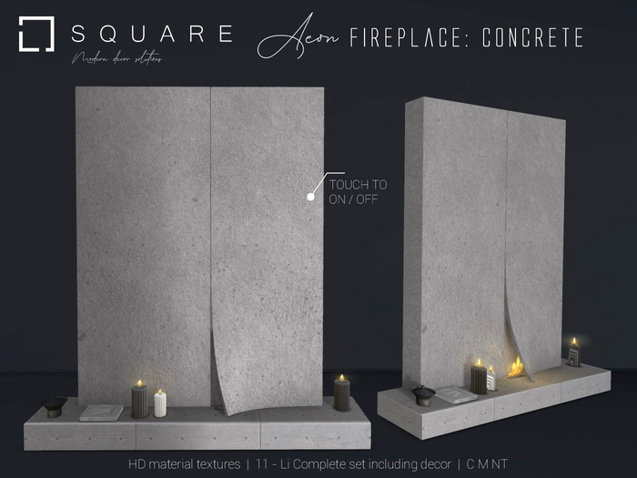[ SQUARE ] - AEON Fireplace : CONCRETE