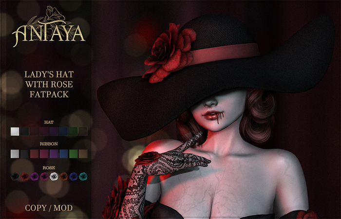 :: ANTAYA :: Lady's hat with rose FATPACK (wear)