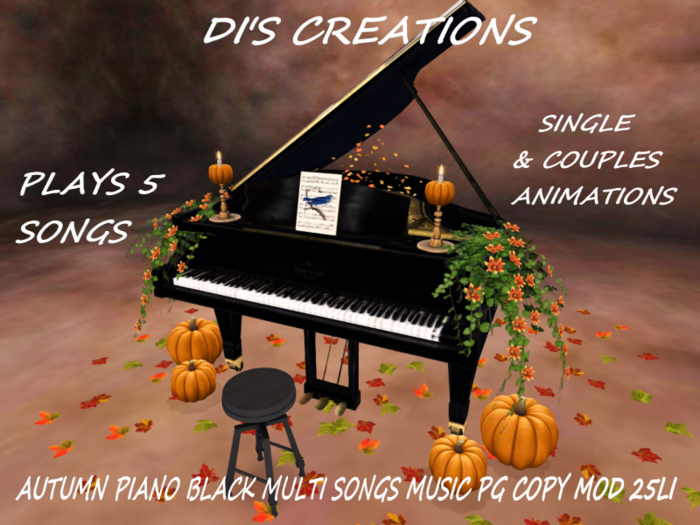 AUTUMN PIANO BLACK MULTI SONGS MUSIC PG