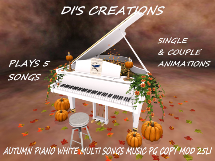 AUTUMN PIANO WHITE MULTI SONGS MUSIC PG