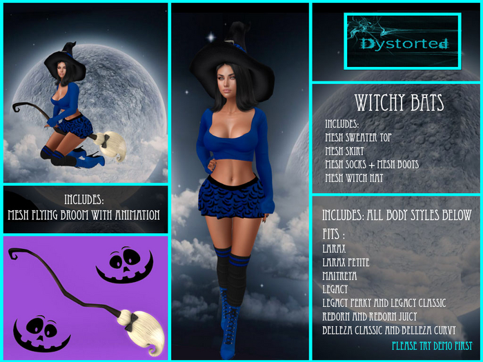 .:Dystorted:. Witchy Bats Blue