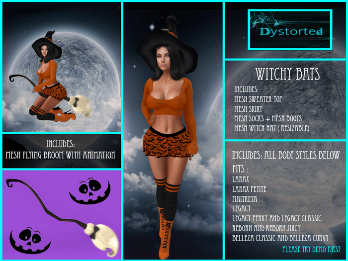 .:Dystorted:. Witchy Bats Orange