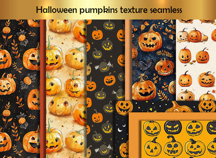 Halloween pumpkins texture seamless