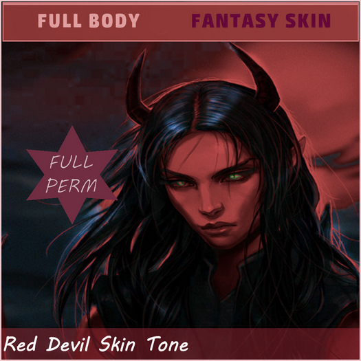 FULL PERM RED FANTASY ROLE PLAY BOM TATTOO SKIN-FOR ALL MESH & CLASSIC AVATAR HEADS & BODIES & EVO-EVOX >PROMO 50% OFF<