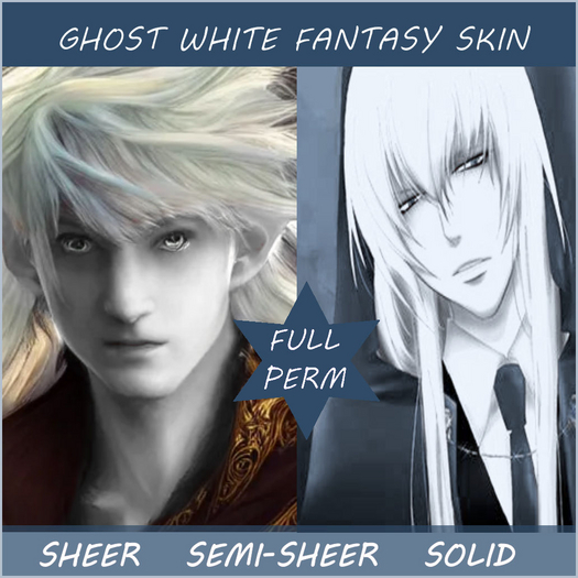 FULL PERM WHITE FANTASY ROLE PLAY BOM SKIN-FOR ALL MESH & CLASSIC AVATAR HEADS & BODIES & EVO-EVOX >>>PROMO 50% OFF<<<