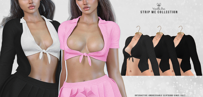 *Vanilla Bae* Britney Top & Cardigan - Black 3 Pack - Strip Me Interactive - Maitreya / Legacy / Ebody Reborn / Waifu