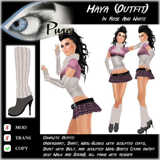 << PURE >> Maja (full outfit incl. boot) in Rose & White [inworld price 199L$]