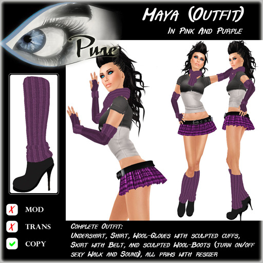 << PURE >> Maja (full outfit incl. boot) in Pink & Purple [inworld price 199L$]