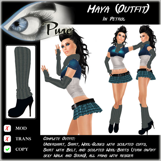 << PURE >> Maja (full outfit incl. boot) in Petrol [inworld price 199L$]