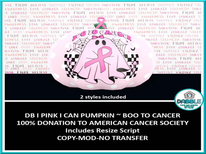 DB I PINK I CAN PUMPKIN ~ BOO TO CANCER  add me