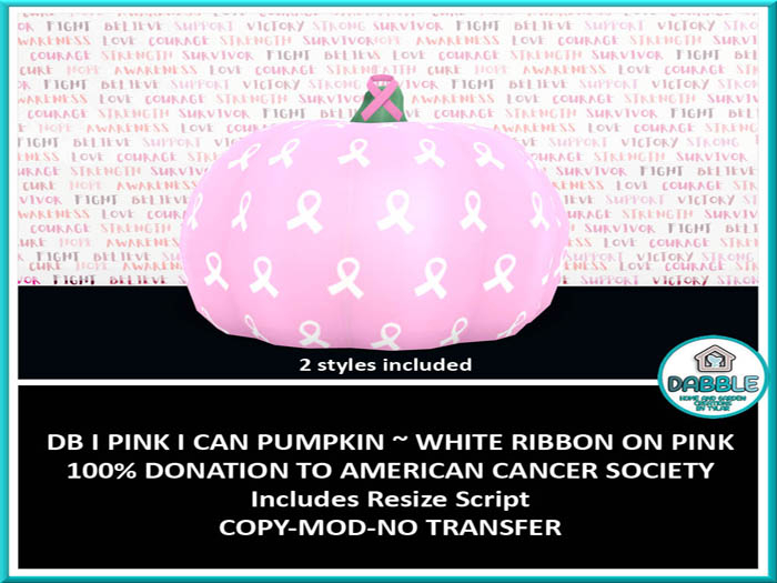 DB I PINK I CAN PUMPKIN ~ WHITE RIBBON ON PINK  add me
