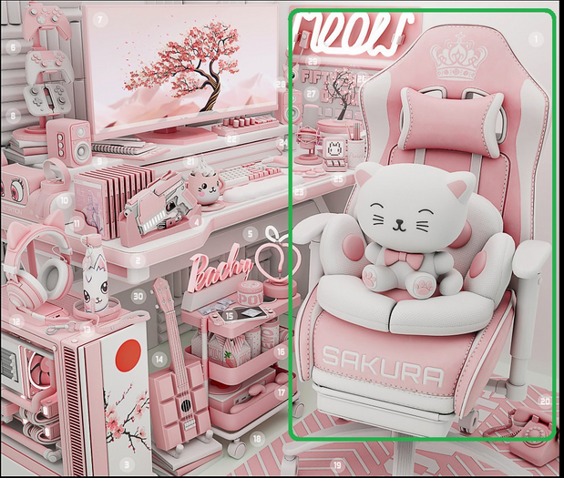 1. BAMSE : Sakura - Chair + Seat + Fluffy RARE