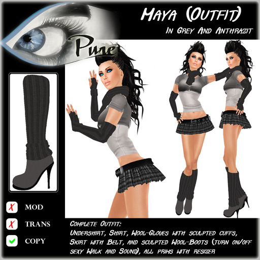 << PURE >> Maja (full outfit incl. boot) in Grey & Anthrazit [inworld price 199L$]