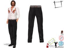 Full Perm Men's Black Trousers With Star Buckle Belt Slink Male, Belleza Jake, Signature Gianni, Legacy Male