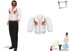 Full Perm Men's Italian Mexican Elvis Style Open Chest Tucked In Mafia Shirt With Necklace 
