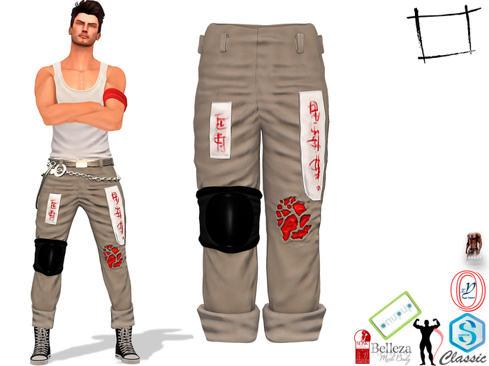 WC1235 Knee Pad Rolled Up Legs Pants