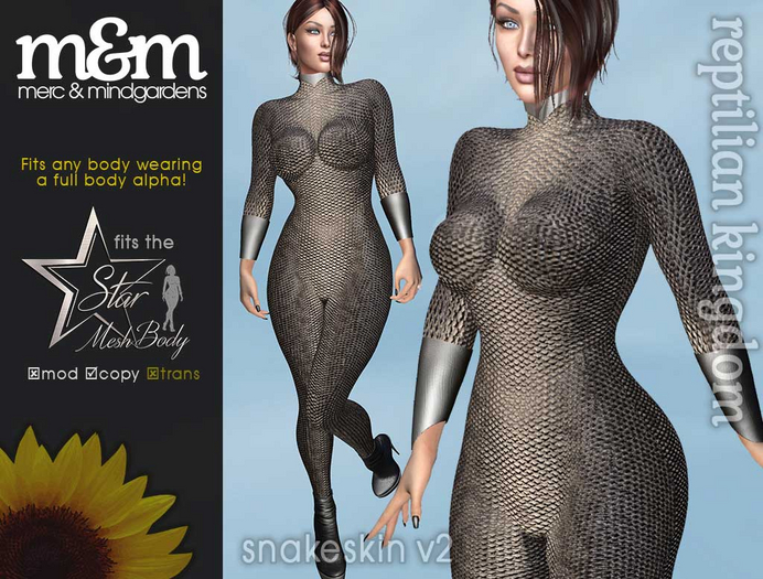 Reptilian Bodysuit Snakeskin v2 - Star Mesh Body Catsuit