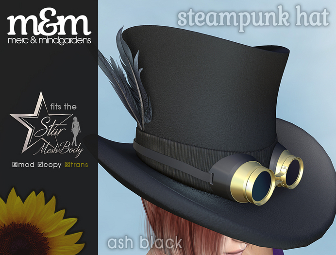 Goth Steampunk Hat - Black Liquorish