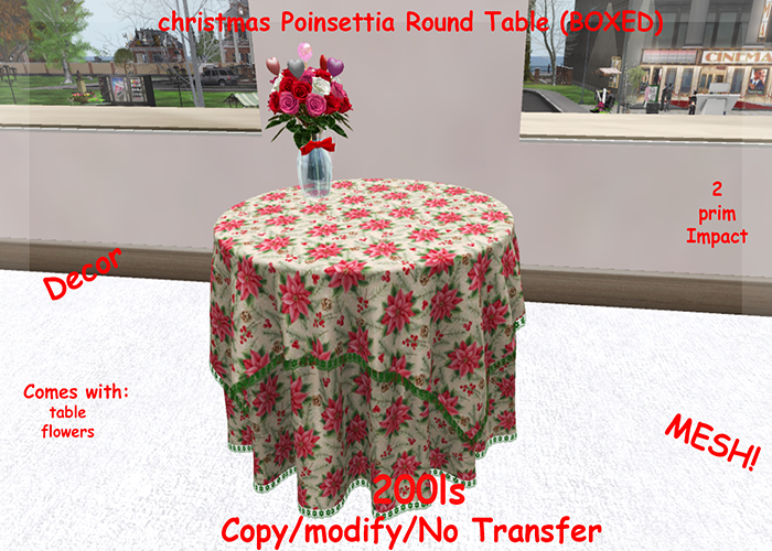 christmas Poinsettia Round Table (BOXED)
