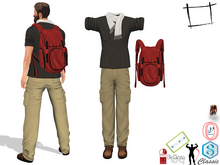 Full Perm Men's Desert Traveller Full Outfit Shirt Pants Backpack Scarf Boots Legacy Male