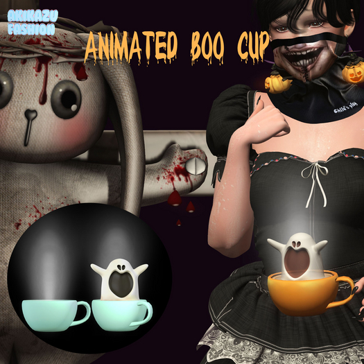 Akikazu Fashion Coffee Boo Animated Cyan