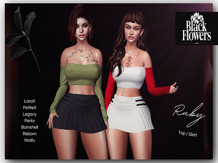 Black.Flowers - Ruby Top / Skirt - MEGAFATPACK [ADD]