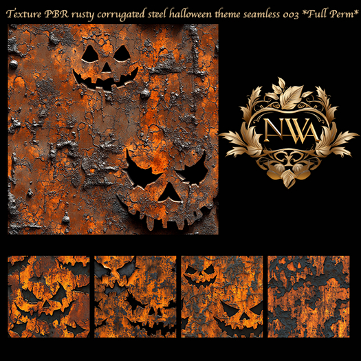 5pc PBR Rusty corrugated steel halloween theme seamless *Full Perm 003