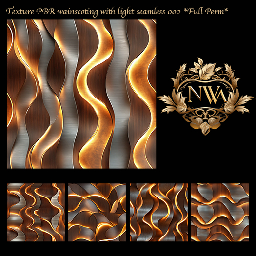 5pc PBR Wainscoting texture built in light texture Seamless *Full Perm* 002