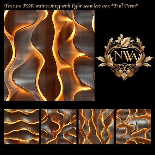 5pc PBR Wainscoting texture built in light texture Seamless *Full Perm* 003