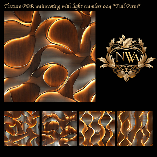 5pc PBR Wainscoting texture built in light texture Seamless *Full Perm* 004