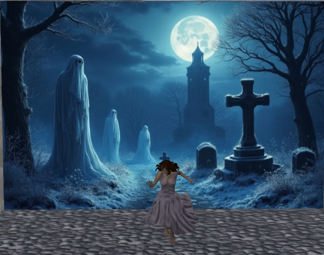 Mural Backdrop - A Cemetary Haunting (Boxed)