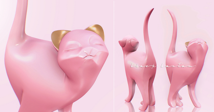 [Black Bantam] Wooden Kitty Decor Set <3