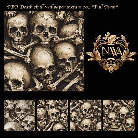 5pc PBR Death skull wallpaper texture *Full Perm* 001