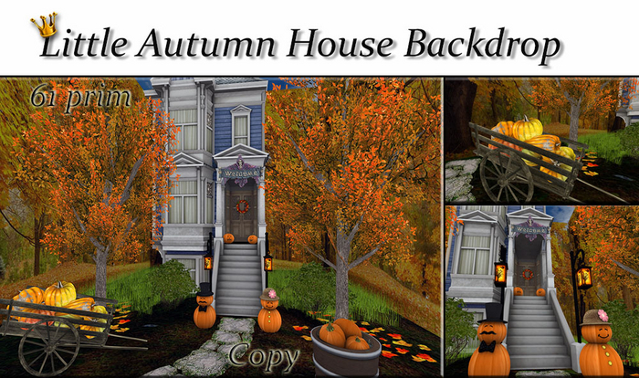 Halloween Little Autumn House Backdrop Background