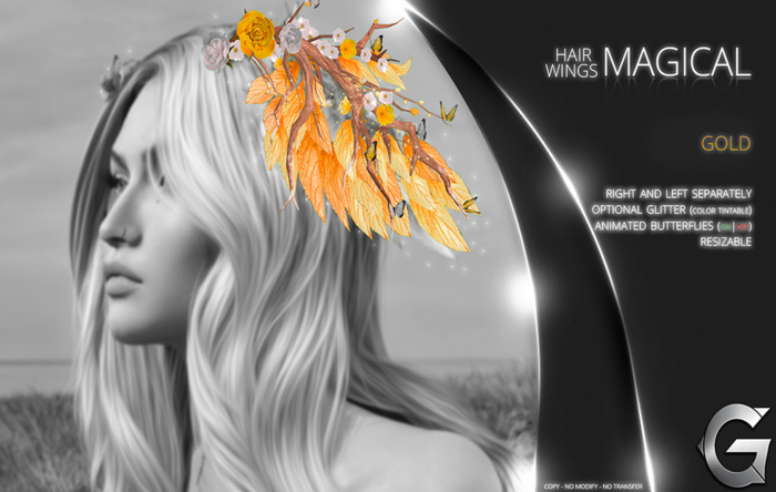 {geek} Magical Hair  Wings  - Gold Version