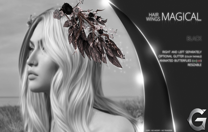 {geek} Magical Hair  Wings  - Black Version