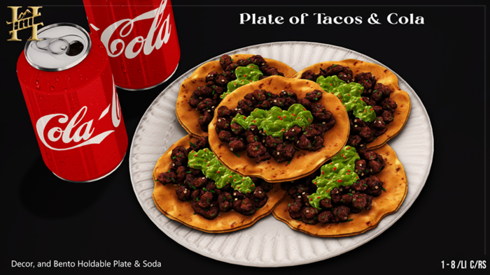 Chef Hill. Plate of Tacos & Cola